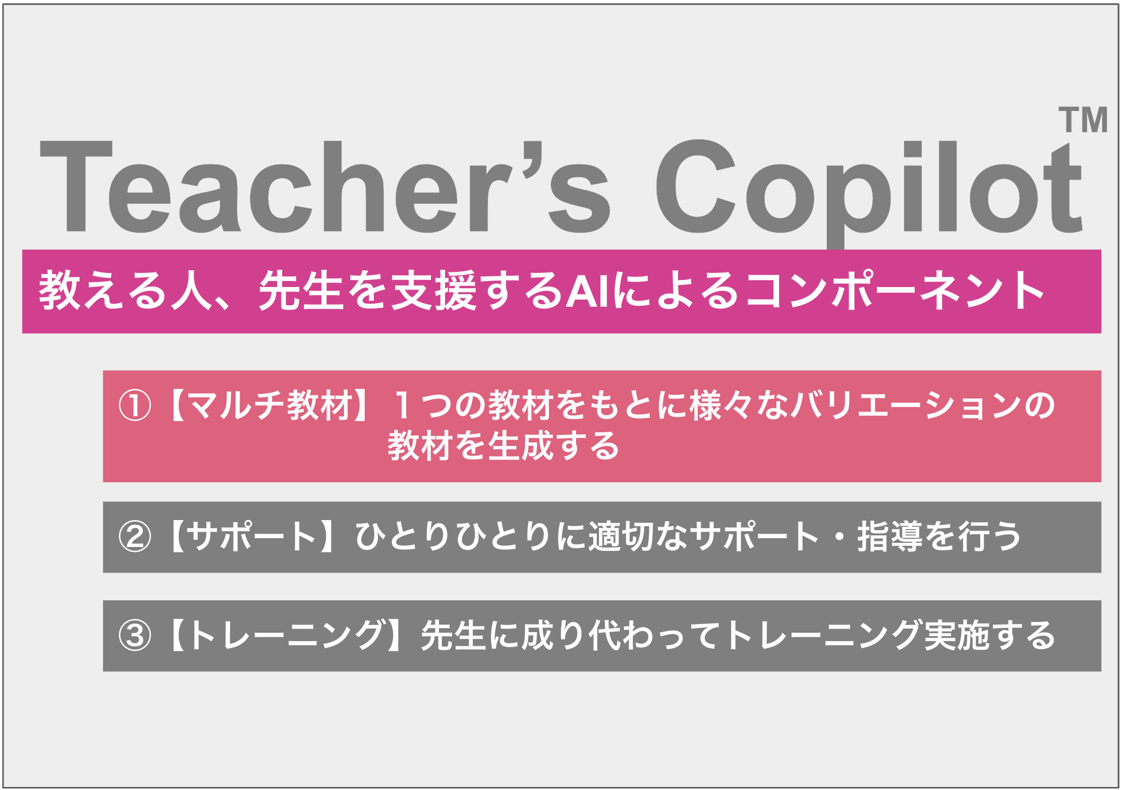 AI/生成AIにより多彩な教材・副教材を生成、Teacher's Copilot（その１ ...